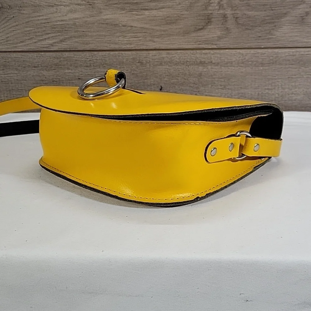 The Leather Satchel Co Bullring Yellow Leather Saddlebag Crossbody Bag